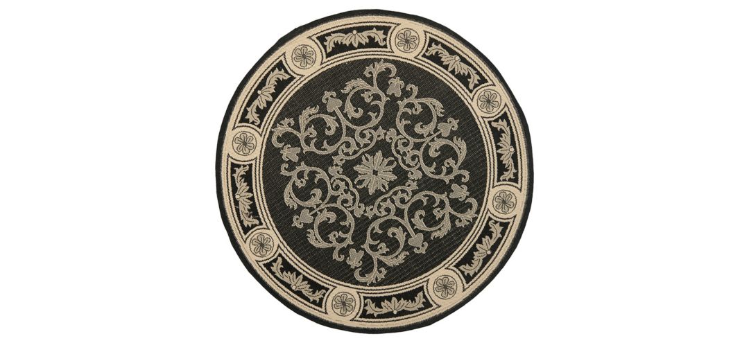 Courtyard Bordered Indoor/Outdoor Area Rug Round