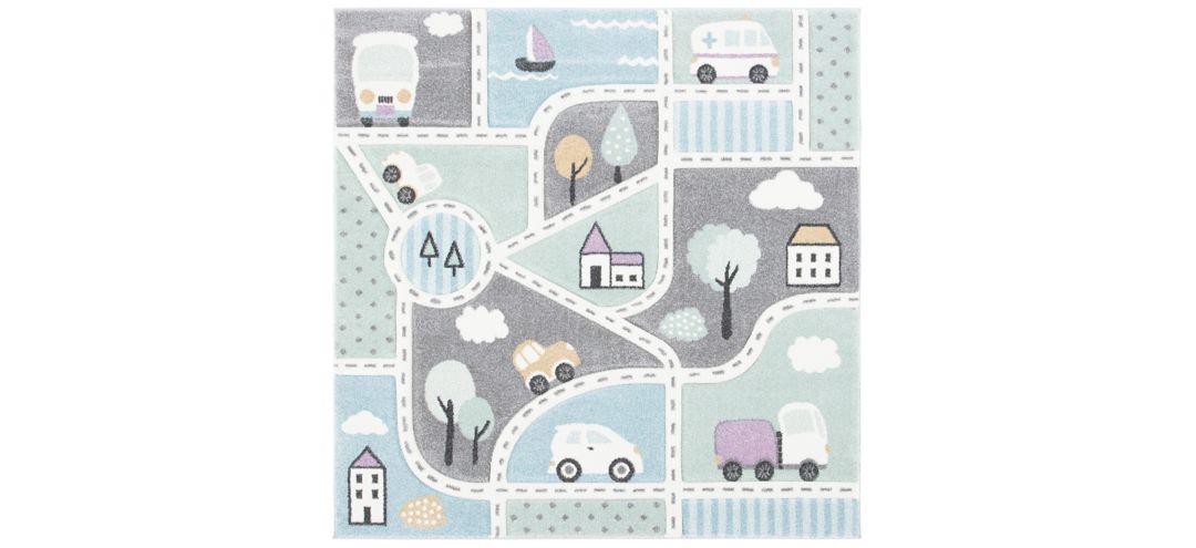 Carousel Cars Kids Area Rug