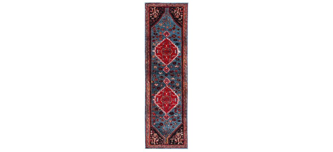 Vintage Hamadan Turquoise Runner Rug