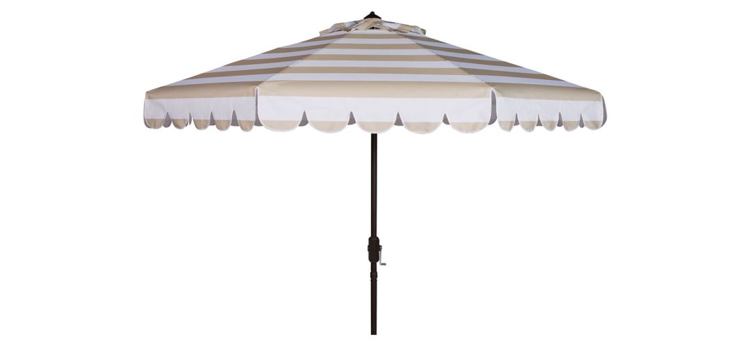 Muriel Single Scallop Striped 9 ft Crank Push Button Tilt Umbrella