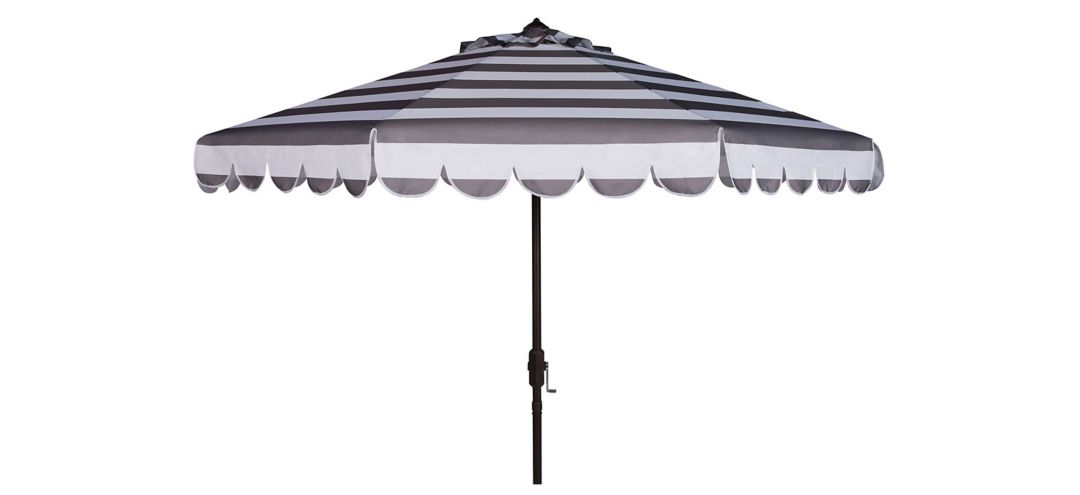 Muriel Single Scallop Striped 9 ft Crank Push Button Tilt Umbrella