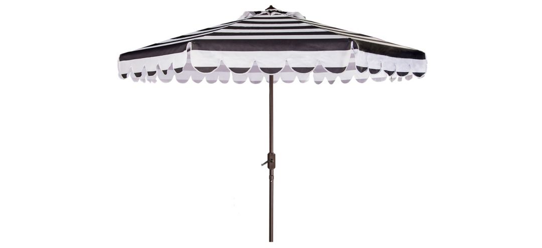 Muriel Single Scallop Striped 9 ft Crank Push Button Tilt Umbrella