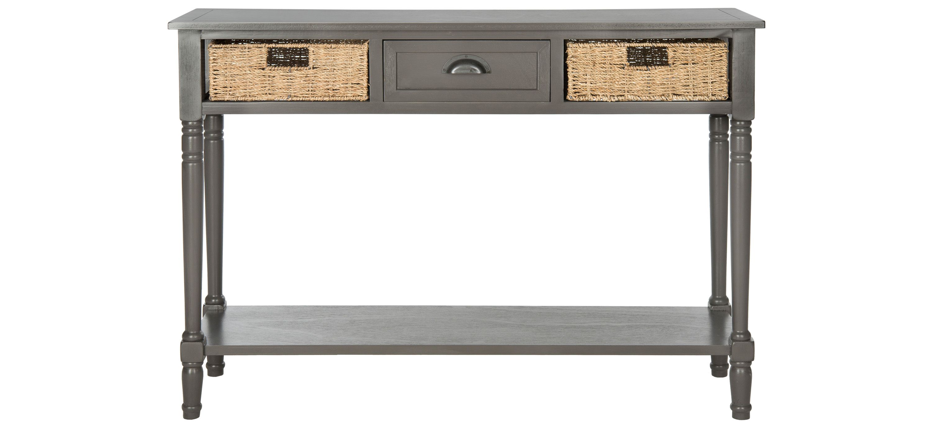 Carina Wicker Console Table With Storage