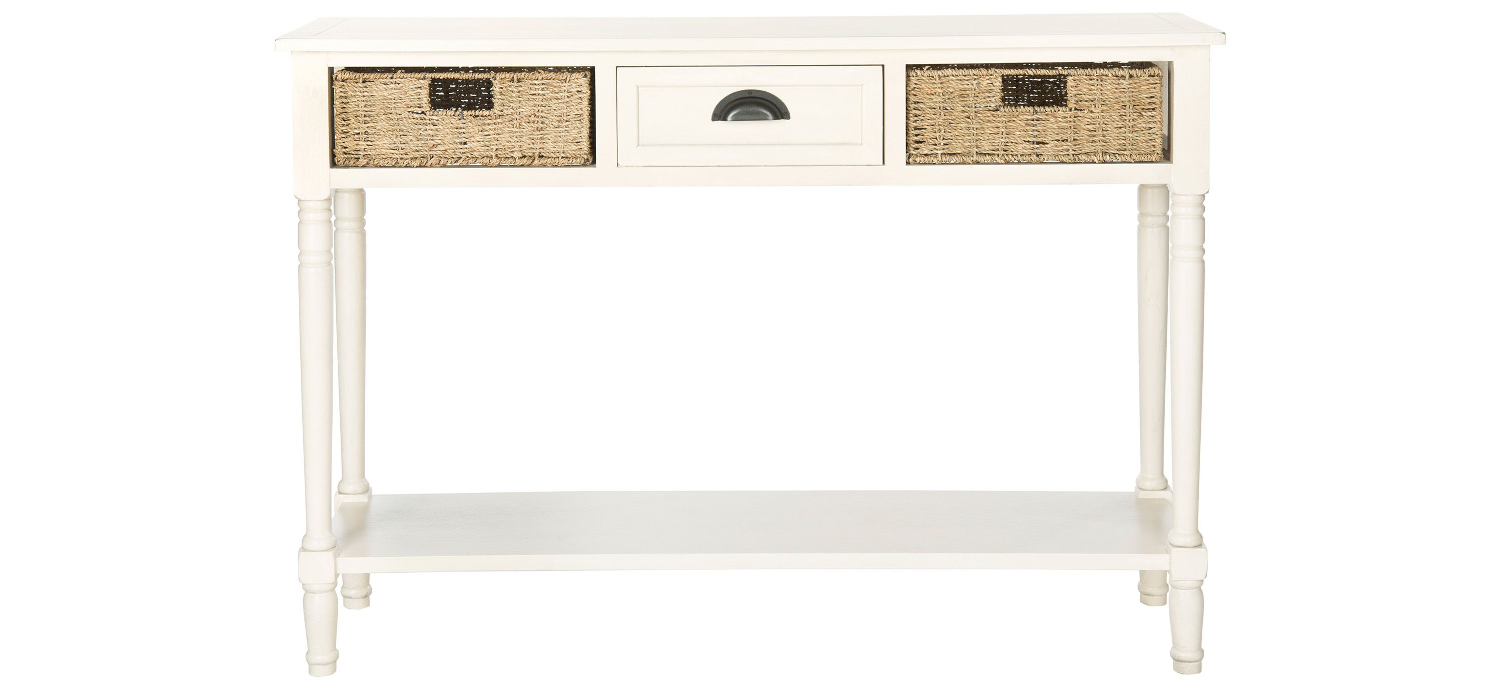 Carina Wicker Console Table With Storage