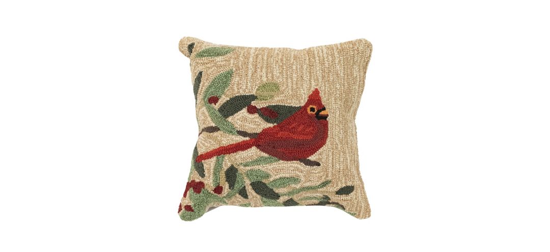 Liora Manne Frontporch Cardinal with Berries Pillow