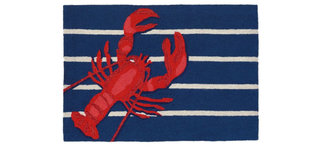 Frontporch Lobster on Stripes Indoor/Outdoor Area Rug