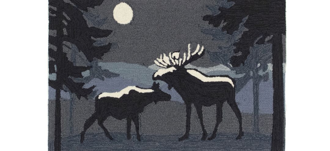 Liora Manne Moonlit Moose Front Porch Rug