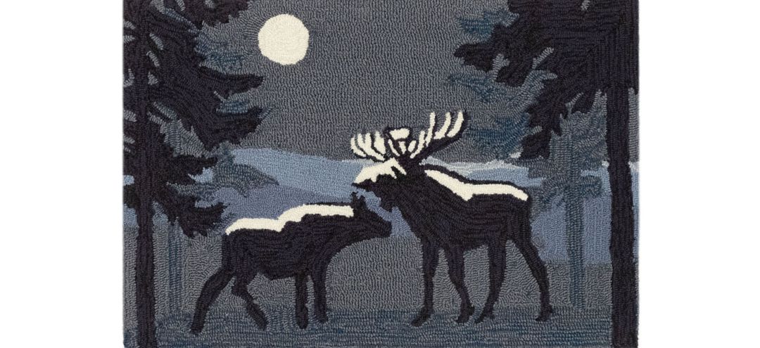 171281300 Liora Manne Moonlit Moose Front Porch Rug sku 171281300