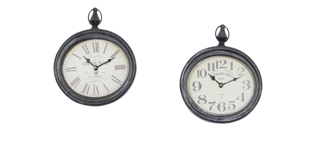 Ivy Collection Durant Wall Clock Set of 2
