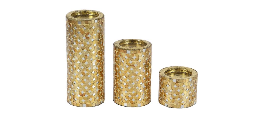 550009 Ivy Collection Set of 3 Gold Metal Candle Holders sku 550009