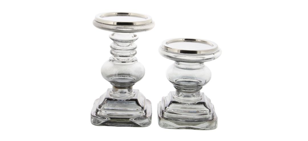 550012 Ivy Collection Set of 2 Glass Candle Holders sku 550012