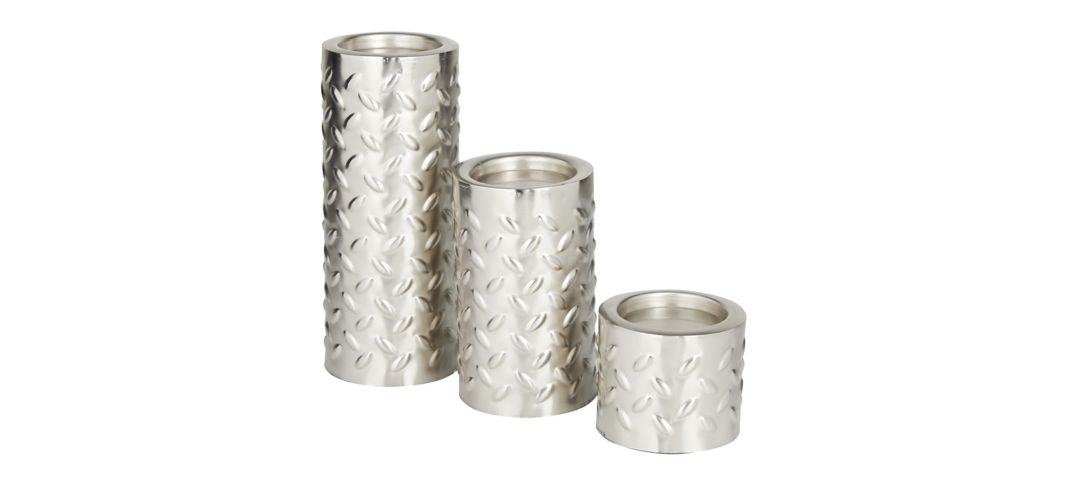 Ivy Collection Silver Metal Candle Holder