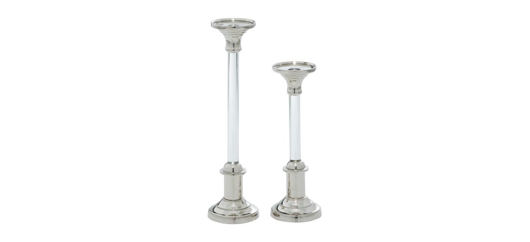 Novogratz  Set of 2 Silver Aluminum Candle Holders