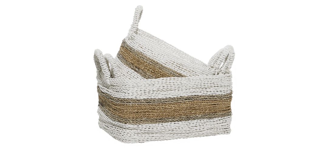 Ivy Collection Set of 2 Striped Rectangle Baskets