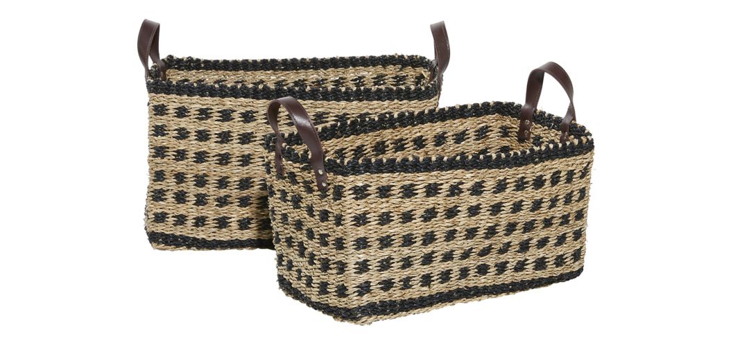 Ivy Collection Set of 2 Woven Storage Baskets