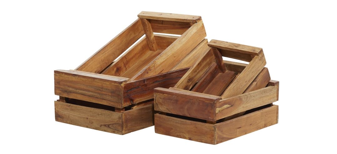 Ivy Collection Set of 4 Wooden Farmhouse Crates