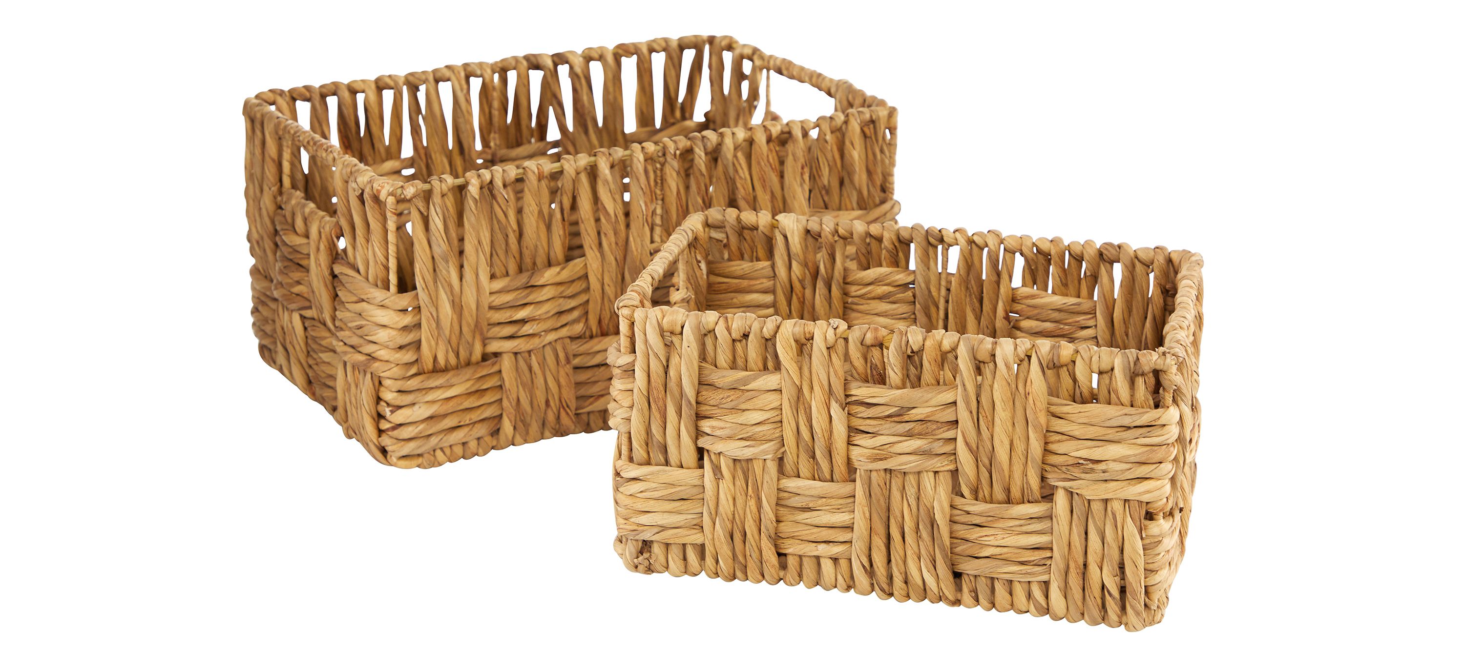 Ivy Collection Set of 2 Jute  Rectangular Baskets