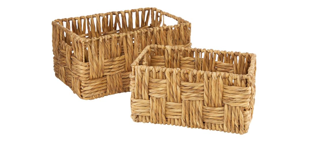 Ivy Collection Set of 2 Jute  Rectangular Baskets