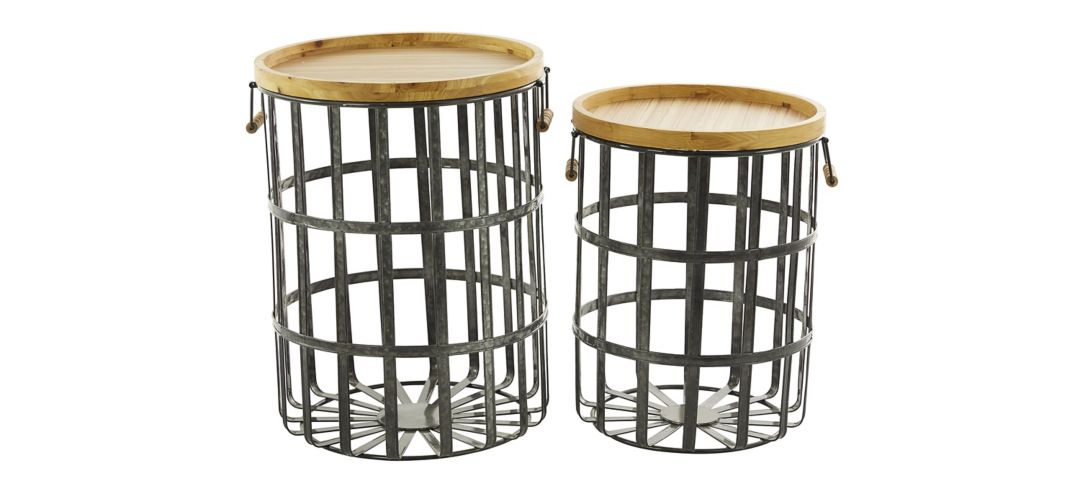 175255110 Ivy Collection Set of 2 Metal and Wood Canisters sku 175255110