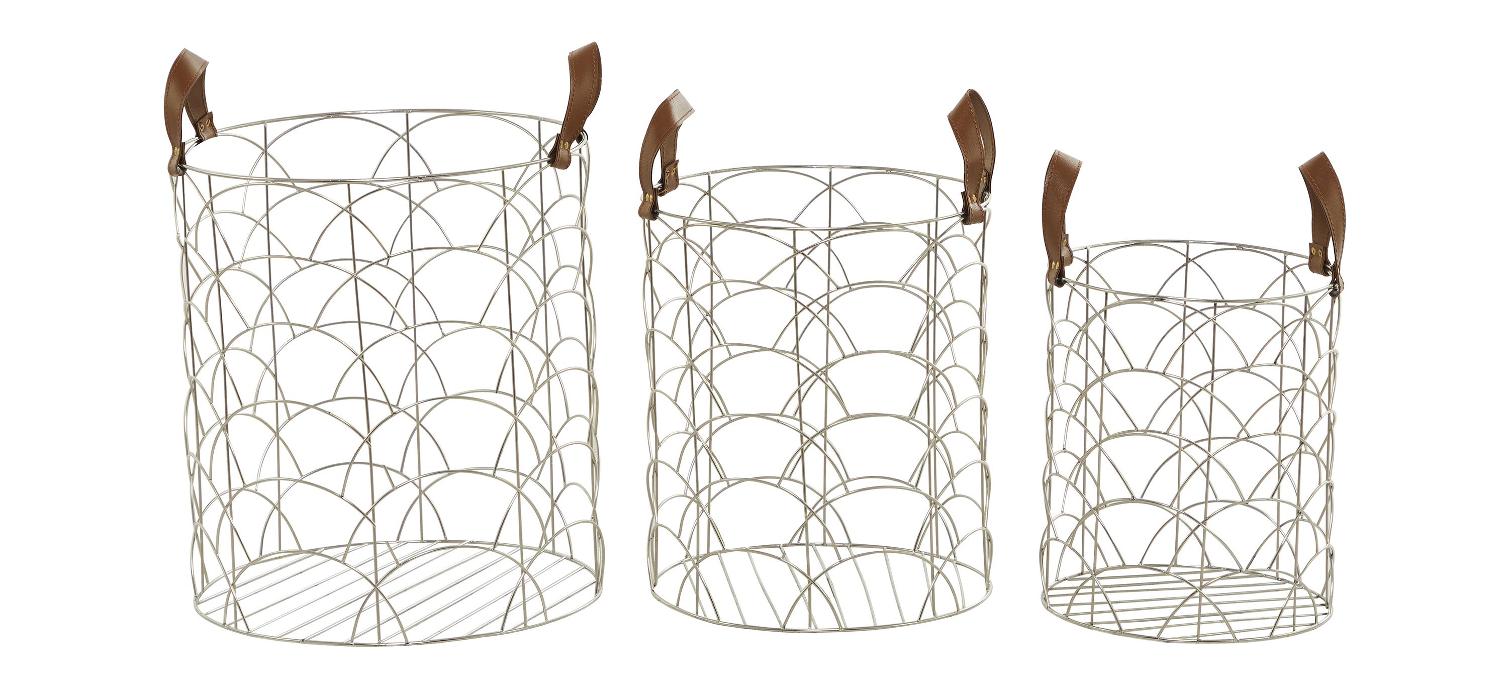 Ivy Collection Set of 3 Glam Storage Baskets