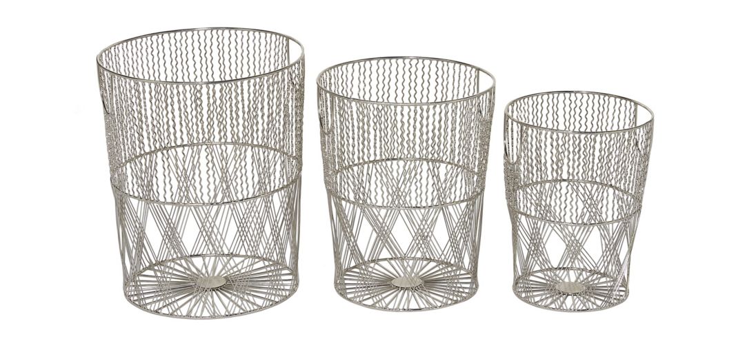 175255480 Ivy Collection Set of 3 Silver Metal Bins sku 175255480