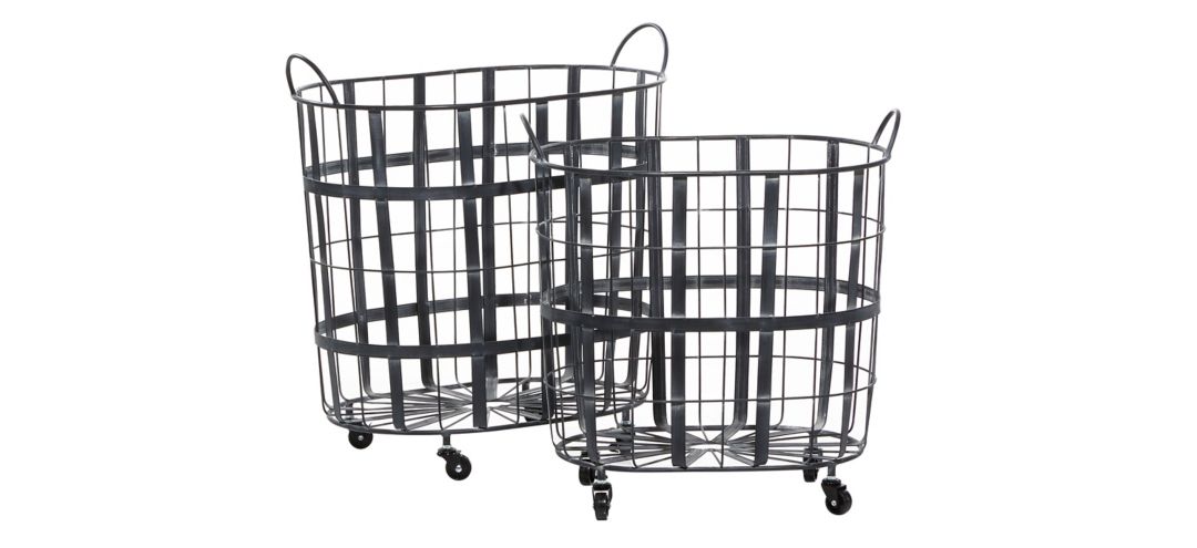 175355160 Ivy Collection Set of 2 Industrial Storage Baskets sku 175355160