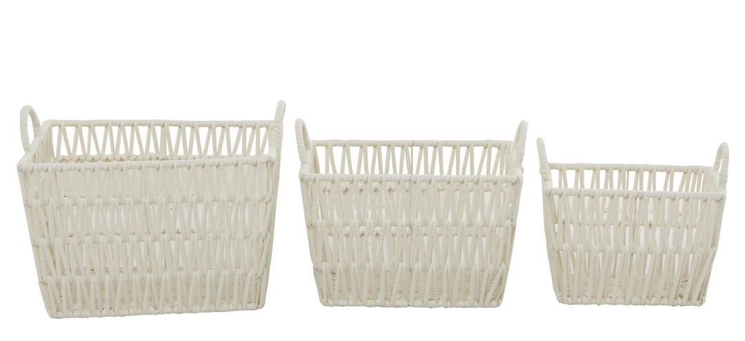 Ivy Collection Set of 3 Traditional Storage Baskets with Handles