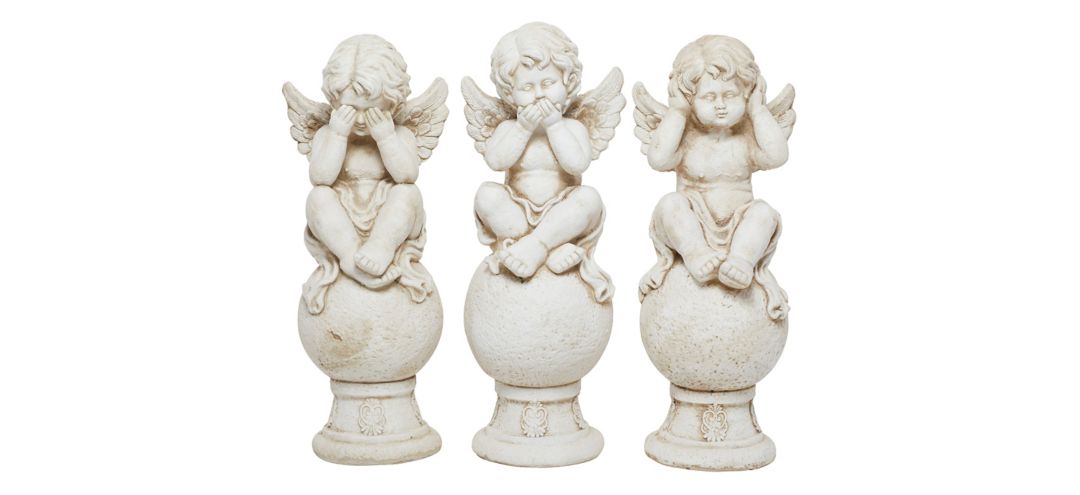 Ivy Collection White French Garden Sculpture Set of 3