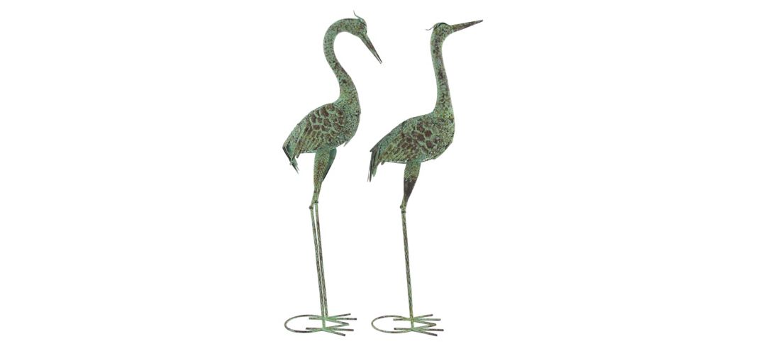 Ivy Collection Green Metal Animals Garden Sculpture Set of 2