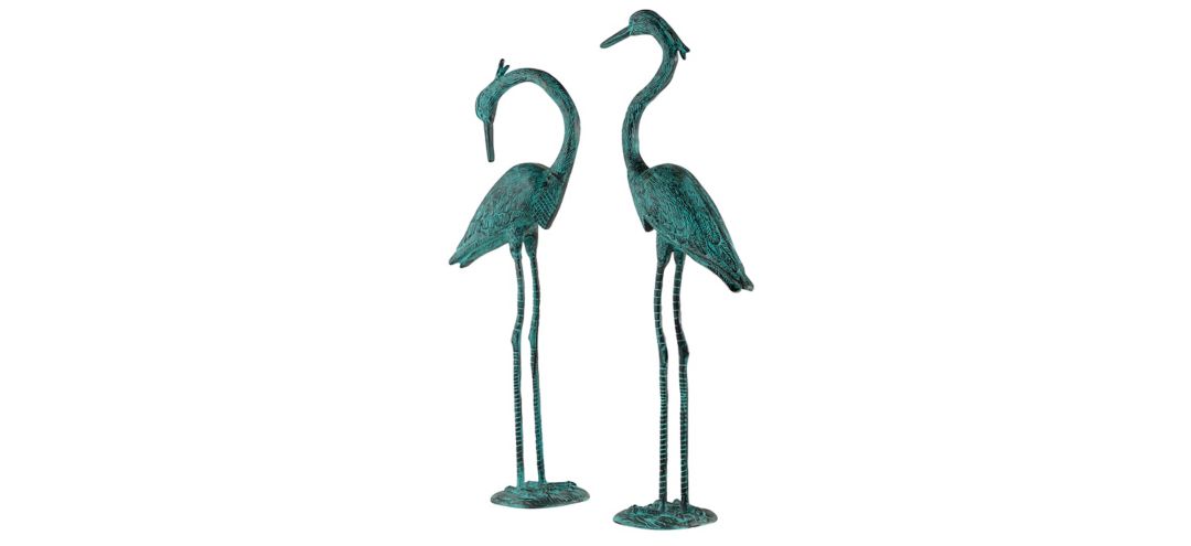 Ivy Collection Green Aluminum Garden Sculpture Set of 2