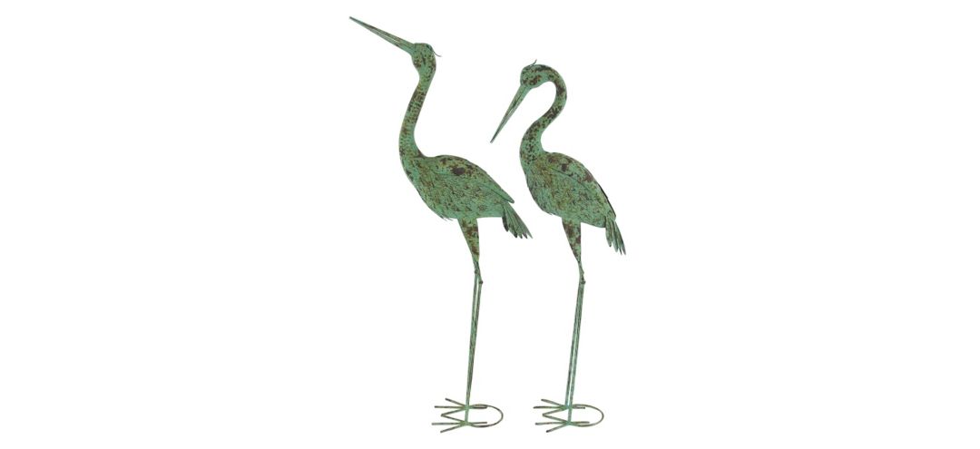 Ivy Collection Green Metal Animals Garden Sculpture Set of 2