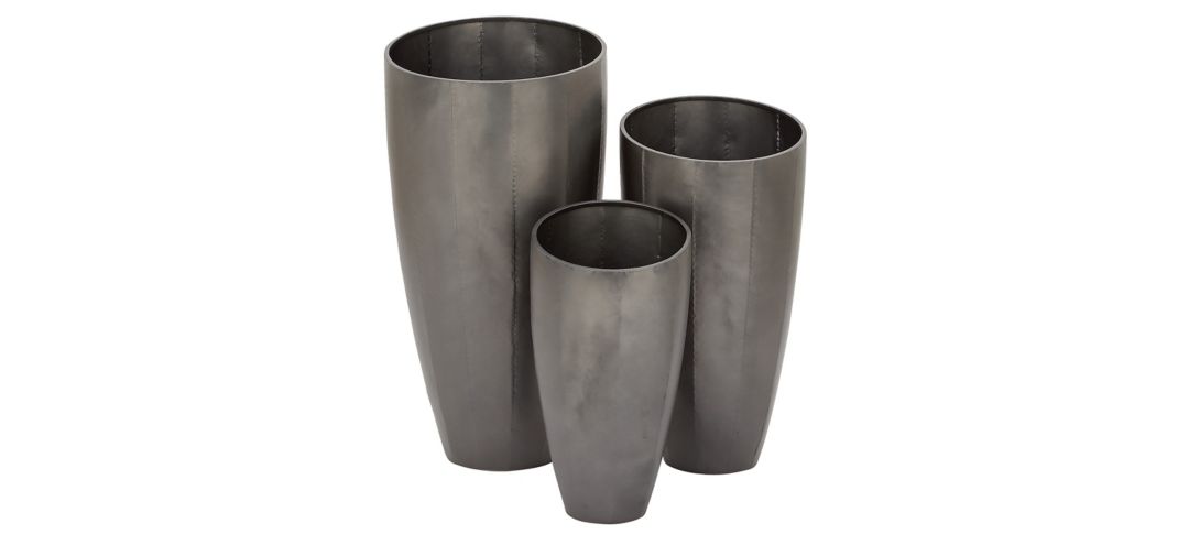 241325030 Ivy Collection Gray Metal Planter Set of 3 sku 241325030