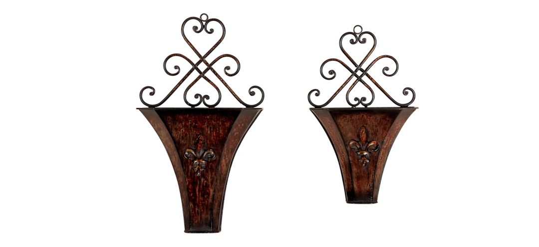 241325400 Ivy Collection Brown Metal Planter Set of 2 sku 241325400