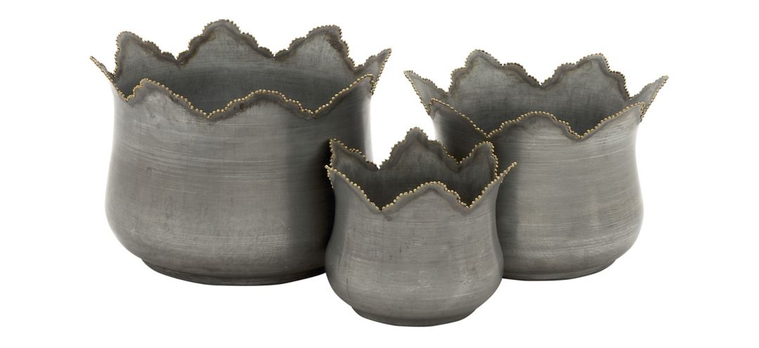 241325460 Ivy Collection Gray Metal Planter Set of 3 sku 241325460