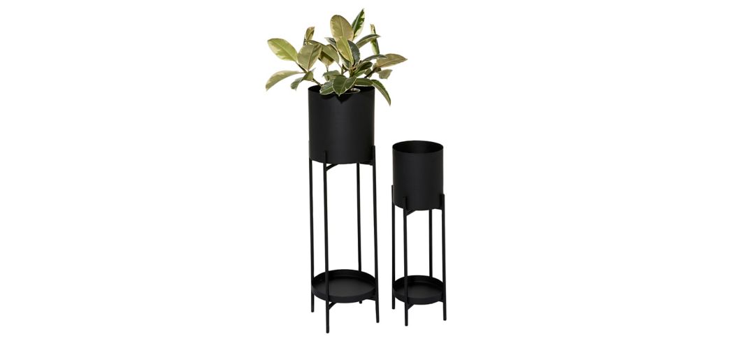 241325540 Ivy Collection Black Metal Planter Set of 2 sku 241325540