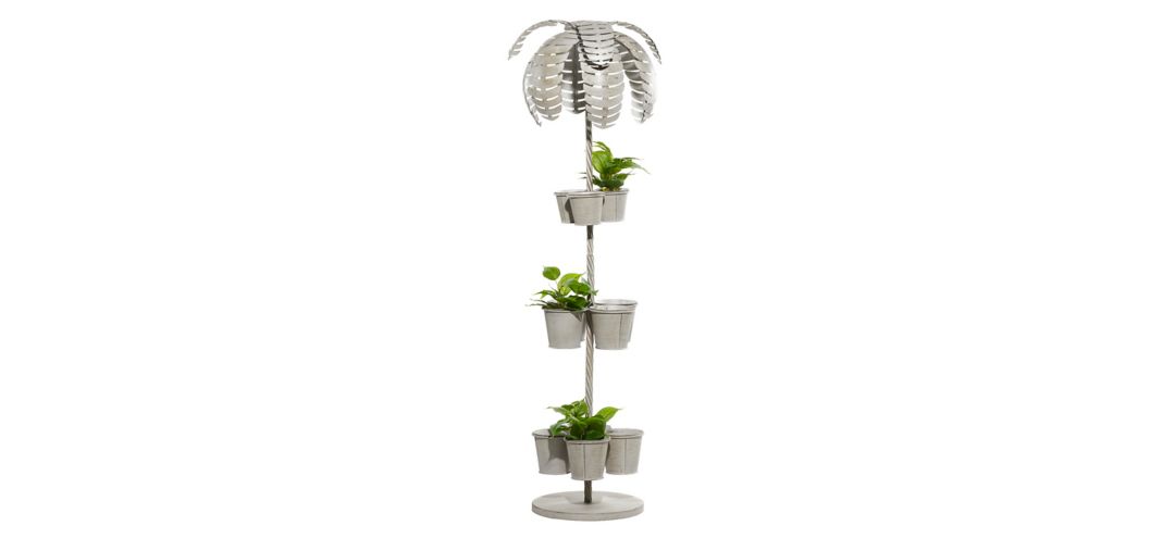Ivy Collection Gray Metal Planter