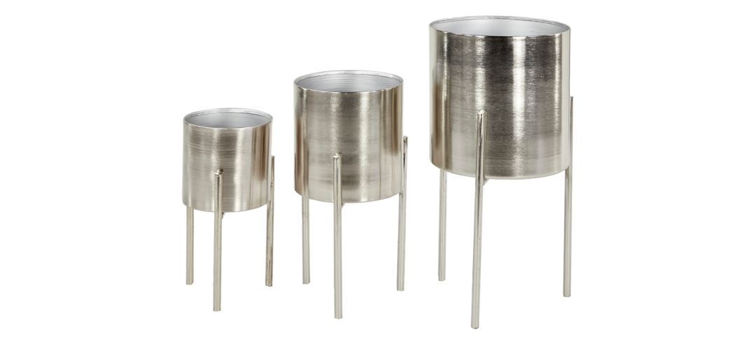 241325860 Ivy Collection Silver Metal Planter Set of 3 sku 241325860