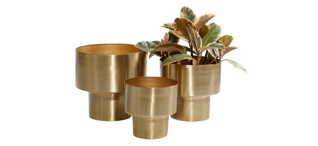 241326140 Ivy Collection Gold Metal Planter Set of 3 sku 241326140