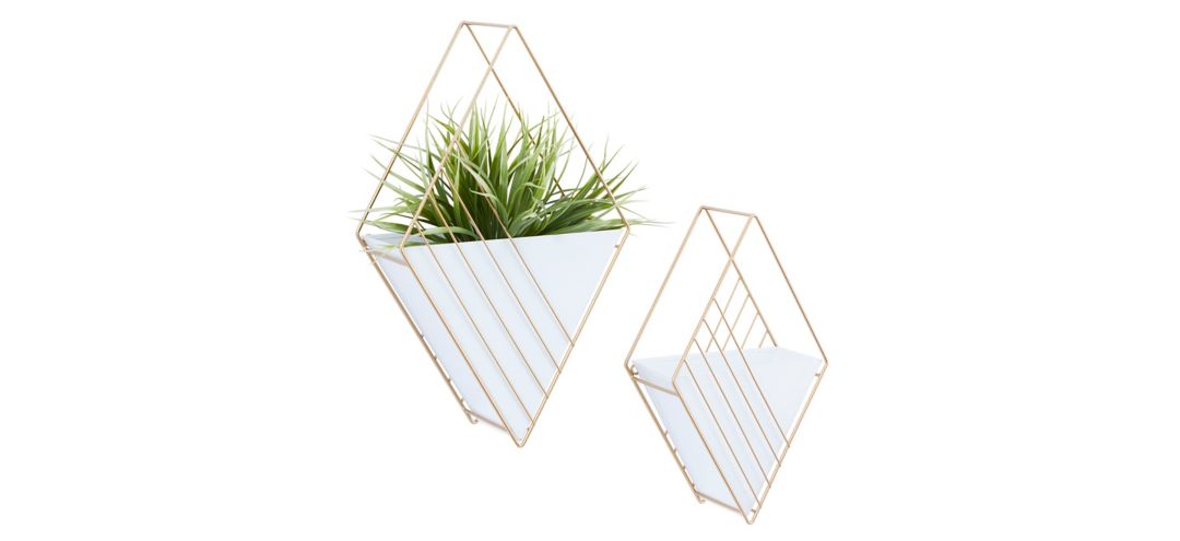 Ivy Collection CosmoLiving by Cosmopolitan White Metal Planter Set of 2