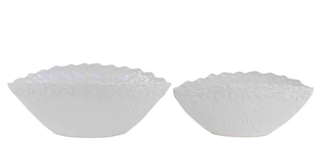 Ivy Collection White Porcelain Planter Set of 2