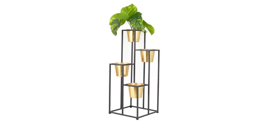 241326630 Ivy Collection Black Metal Planter sku 241326630