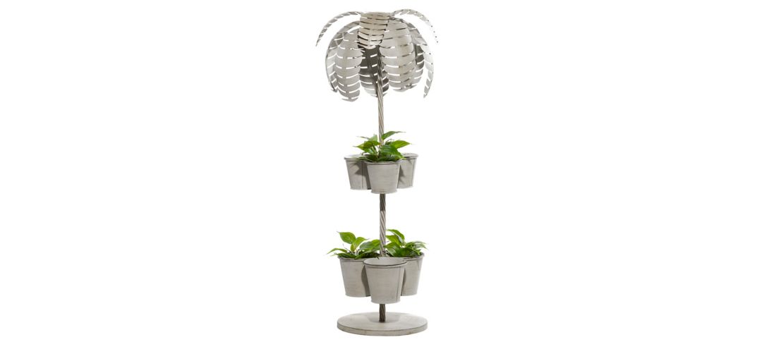 Ivy Collection Gray Metal Planter