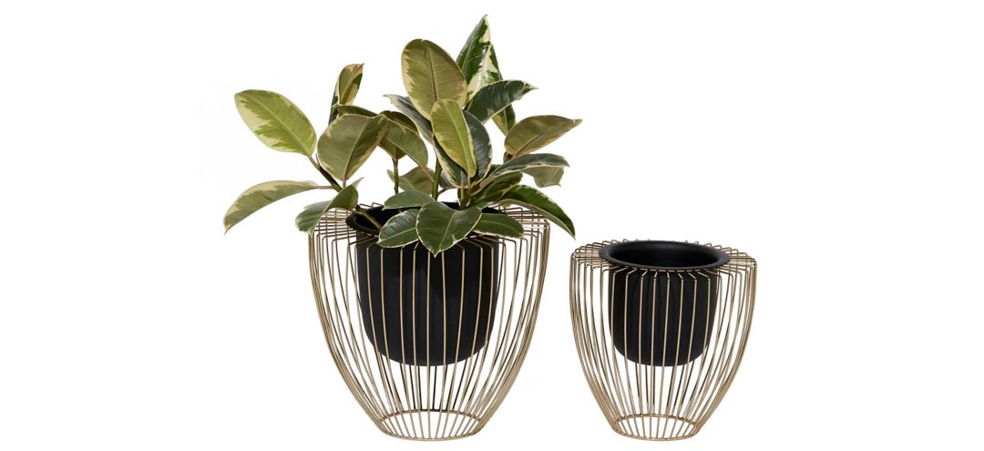 241327440 Ivy Collection Black Metal Planter Set of 2 sku 241327440