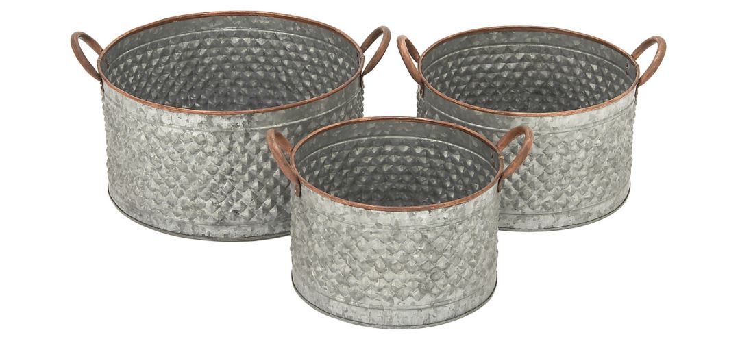 241327510 Ivy Collection Gray Metal Planter Set of 3 sku 241327510