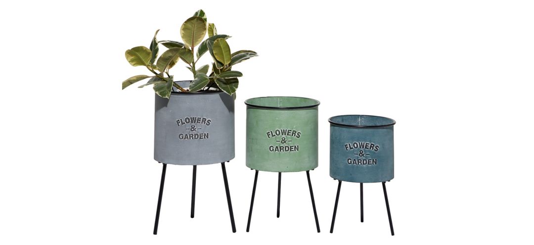 Ivy Collection Multi Colored Metal Planter Set of 3