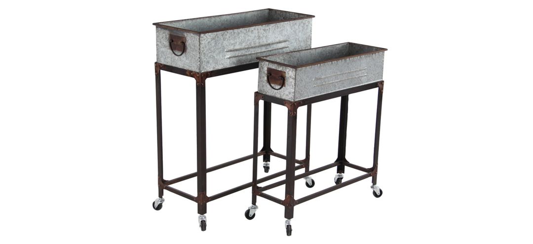 241327920 Ivy Collection Gray Aluminum Planter Set of 2 sku 241327920