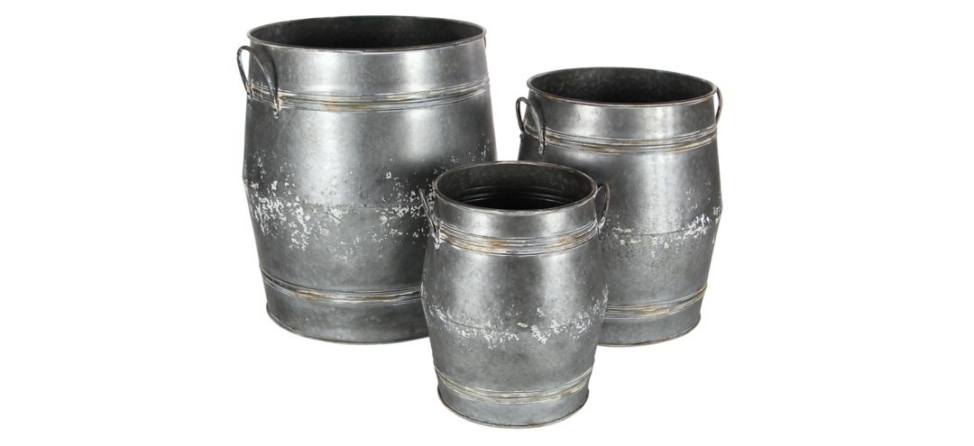 241328040 Ivy Collection Gray Metal Planter Set of 3 sku 241328040