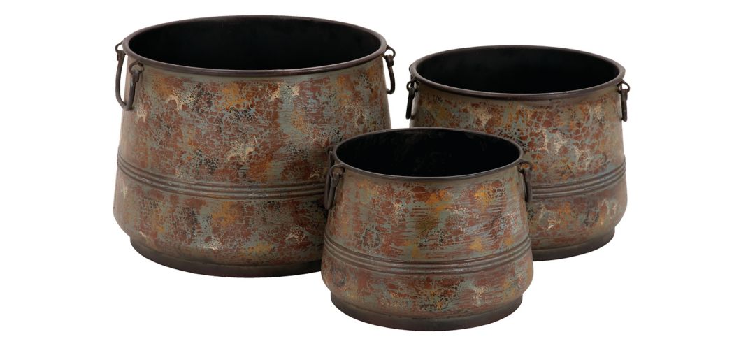 Ivy Collection Brass Metal Planter Set of 3