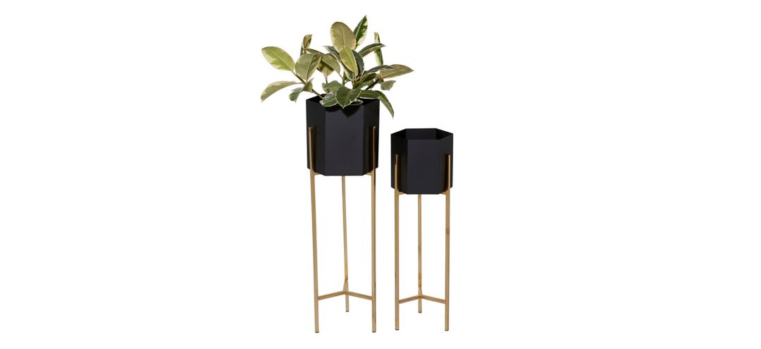 241328230 Ivy Collection Black Metal Planter Set of 2 sku 241328230