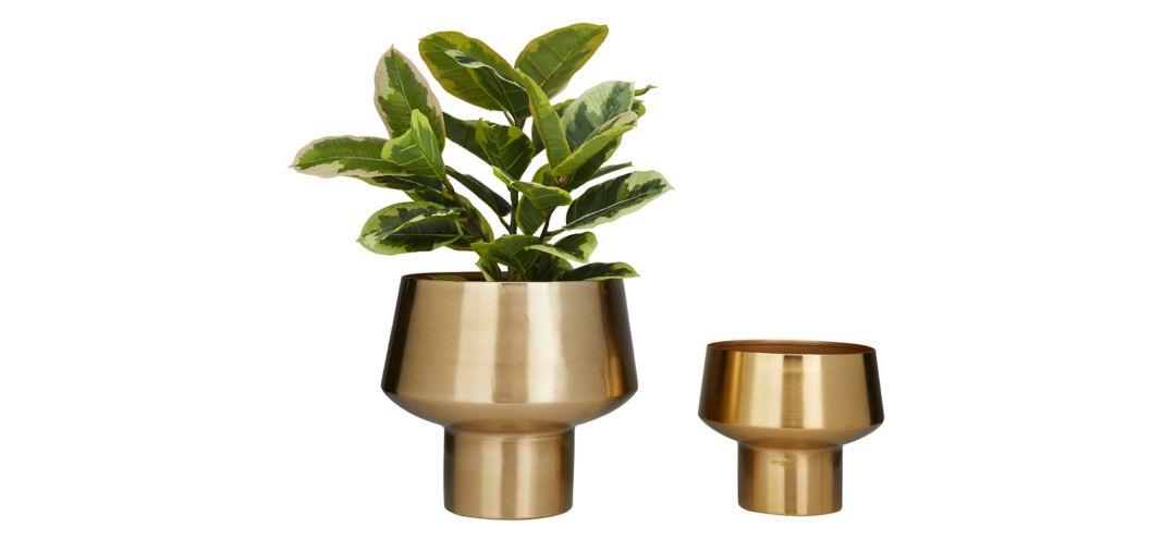 Ivy Collection Gold Metal Planter Set of 2